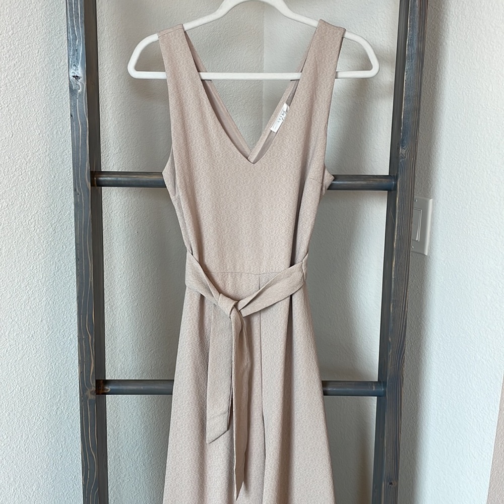 Beige Jumpsuit with Adjustable Tie